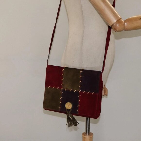 Salvatore Ferragamo Shoulder Bag Suede Multicolor Auth - Picture 1 of 16